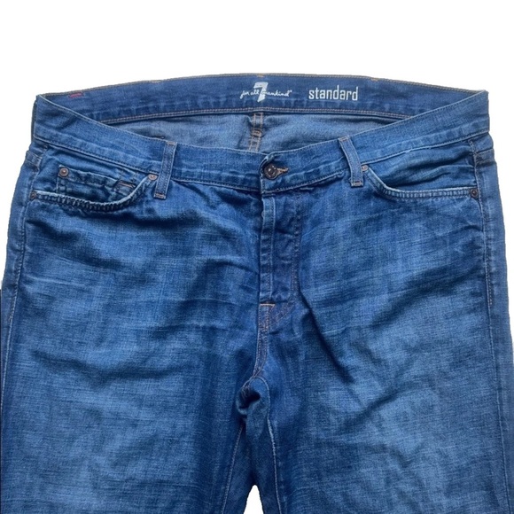 7 For All Mankind Standard Men’s Blue Cotton Linen Straight Leg Jeans – Size 38 - Picture 2 of 6